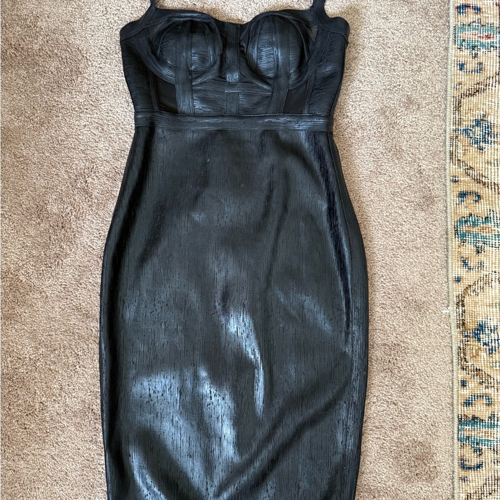 House of CB Black Bodycon Strapless Cocktail Dress
